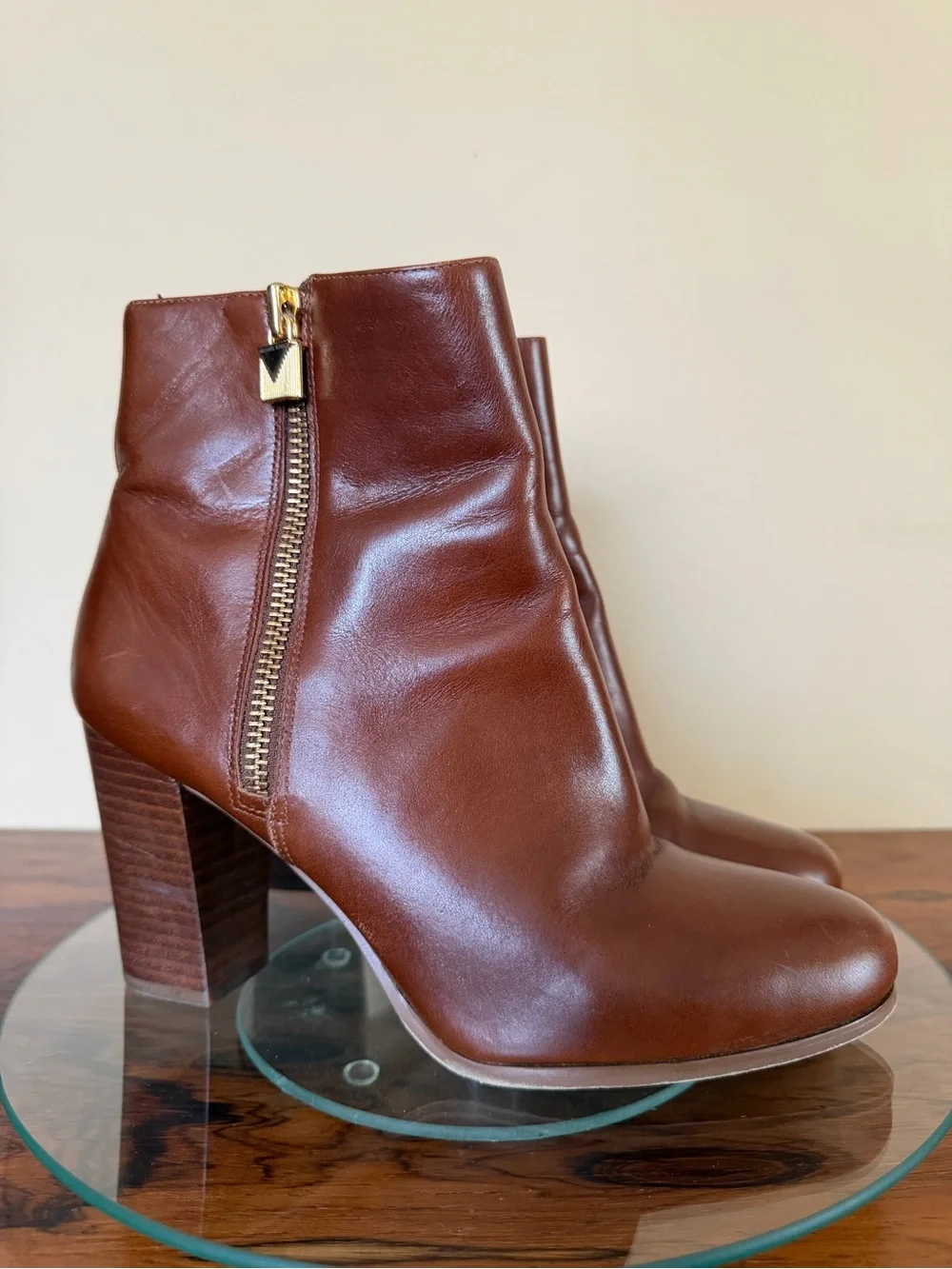 Michael Kors Margaret Leather Booties Brown 9M